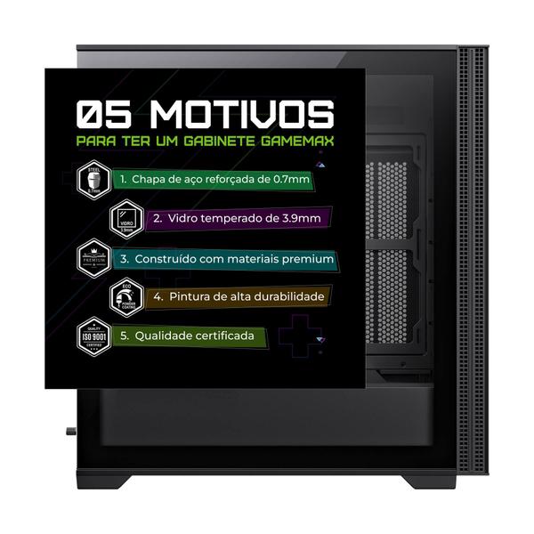 Imagem de Gabinete Gamemax Mid Tower E-atx Vidro Quest Preto