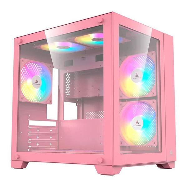 Imagem de Gabinete Gamer Acegeek Aquarium M345, Mid-Tower, Lateral de Vidro, Rosa, AG-AQUARIUM-M345-PK