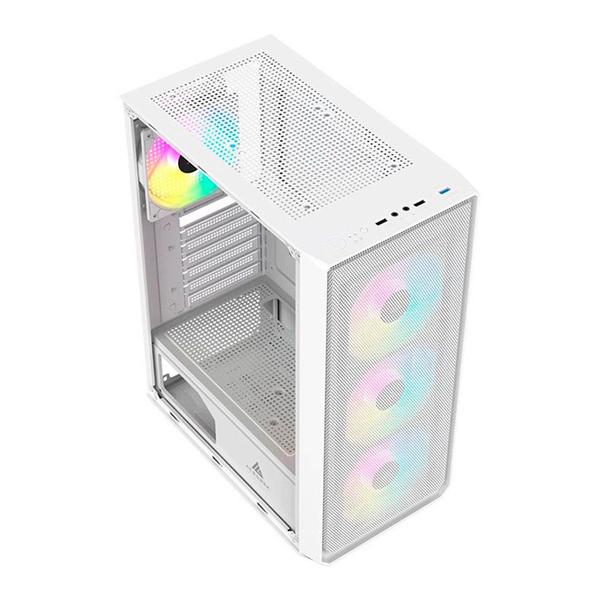 Imagem de Gabinete Gamer Acegeek Diamond R339, Rainbow, Mid-Tower, Lateral de Vidro, Com 4 Fans, Branco, AG-DIAMOND-R339-WH-I4F