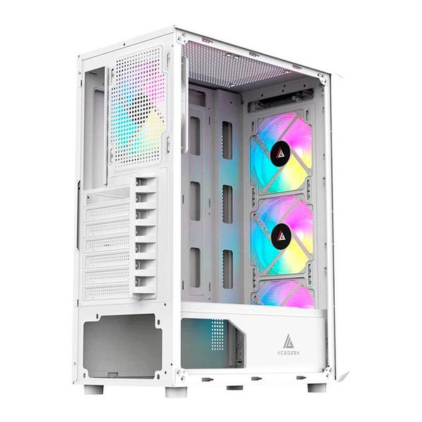 Imagem de Gabinete Gamer Acegeek Diamond R339, Rainbow, Mid-Tower, Lateral de Vidro, Com 4 Fans, Branco, AG-DIAMOND-R339-WH-I4F