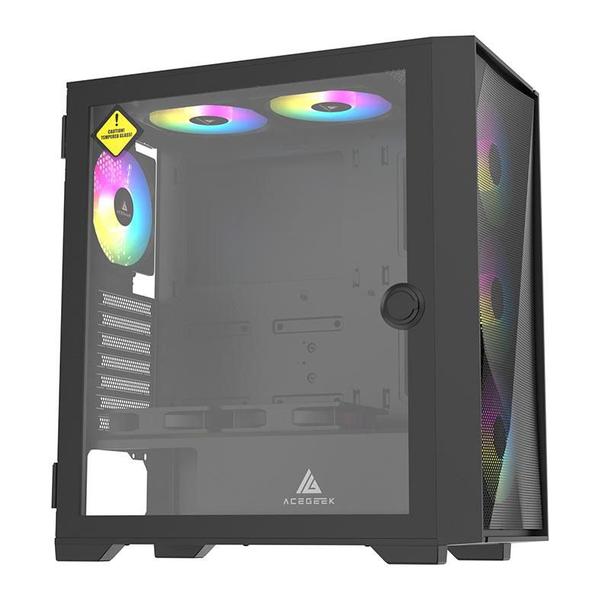 Imagem de Gabinete Gamer Acegeek Striker A411 Mesh, Mid-Tower, Lateral de Vidro, Preto, AG-STRIKER-A411-BK