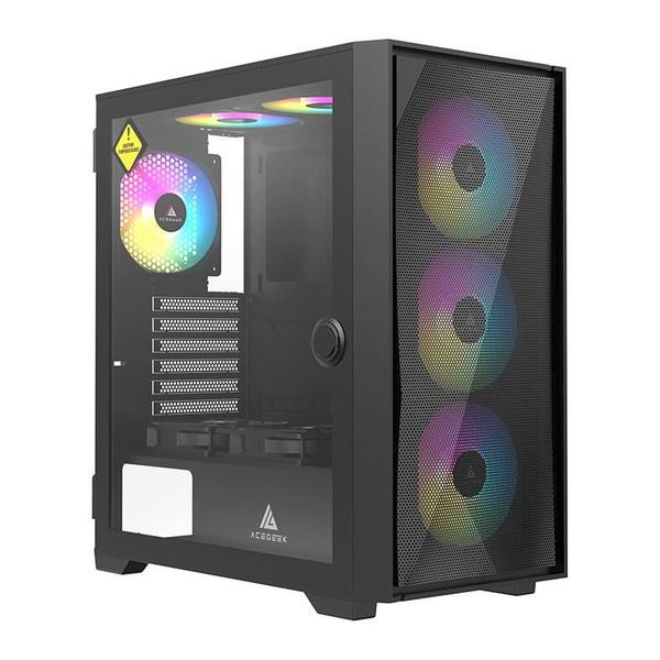 Imagem de Gabinete Gamer Acegeek Striker A411 Mesh, Mid-Tower, Lateral de Vidro, Preto, AG-STRIKER-A411-BK