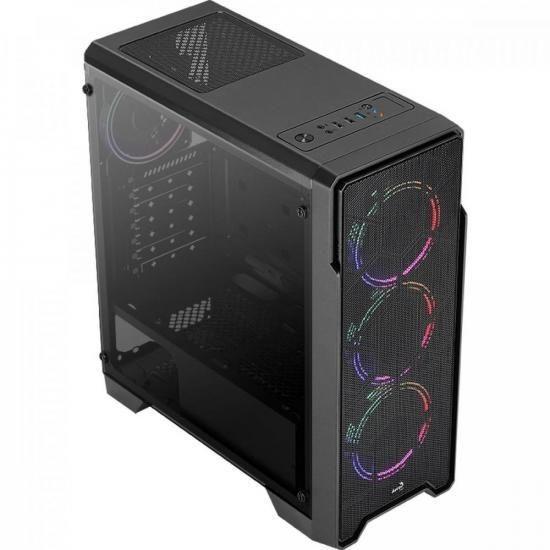 Imagem de Gabinete Gamer Aerocool Ore Saturn Preto RGB Lateral Acrílico F002