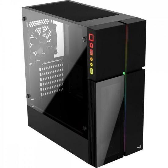 Imagem de Gabinete Gamer Aerocool Playa Preto RGB Lateral Vidro