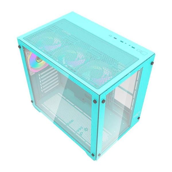 Imagem de Gabinete Gamer Aigo Darkflash C285, ARGB, Mid-Tower, Lateral de Vidro, Com 4 Fans, Verde, C285-VD-4F