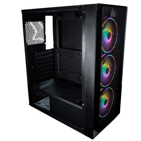 Imagem de Gabinete Gamer Alligator Shop CAIMAN RGB MID Tower Lateral em Vidro com 3 Fans Preto ALSGB-CMN-RGB