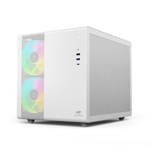 Imagem de Gabinete Gamer Aquario Branco Lateral Vidro USB3.0 USB-C Micro ATX e Mini ITX Sem Fans MT-G710 C3Tech