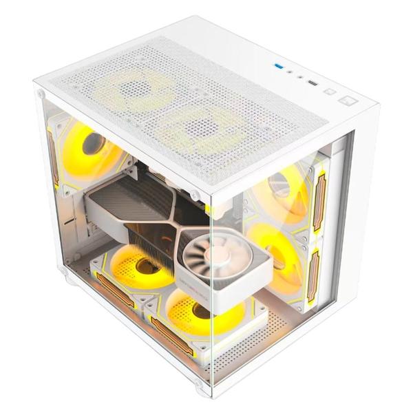 Imagem de Gabinete Gamer Aquário Com 4 Fans Rgb Vidro Temperado - Branco