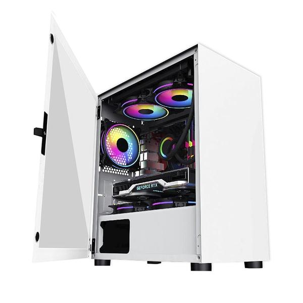 Imagem de Gabinete Gamer Blazer Whiter Mid Tower Vidro Temperado RGB c/3 Fans