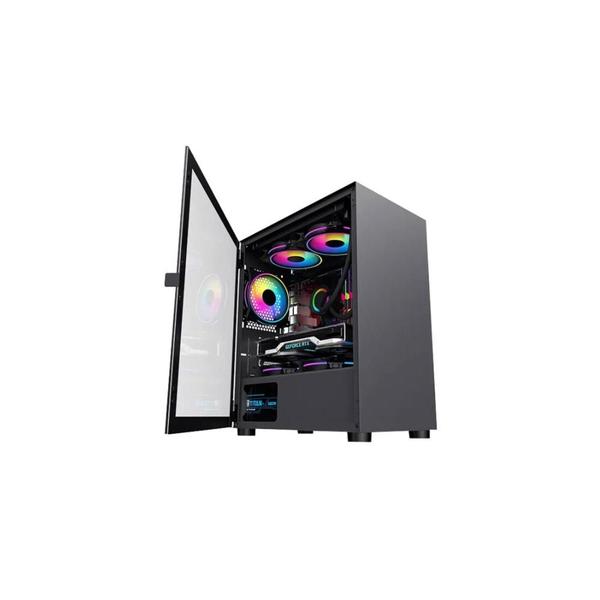 Imagem de Gabinete Gamer Brx Blazer Black, Vidro Temperado, 3 Fans, Preto, CA 033