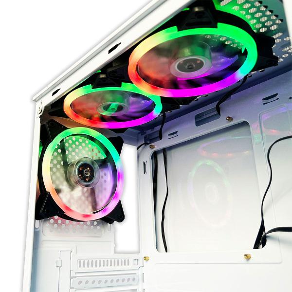 Imagem de Gabinete Gamer BRX White Neon, ATX, Lateral em Vidro Temperado, LED RGB, 3 Fans, Branco - CA-032WH