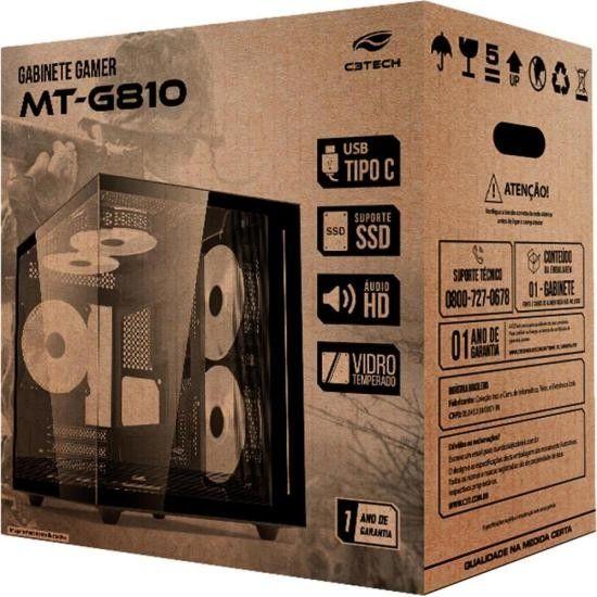 Imagem de Gabinete Gamer C3Tech Aquarius MT-G810 Sem Fans Branco F002