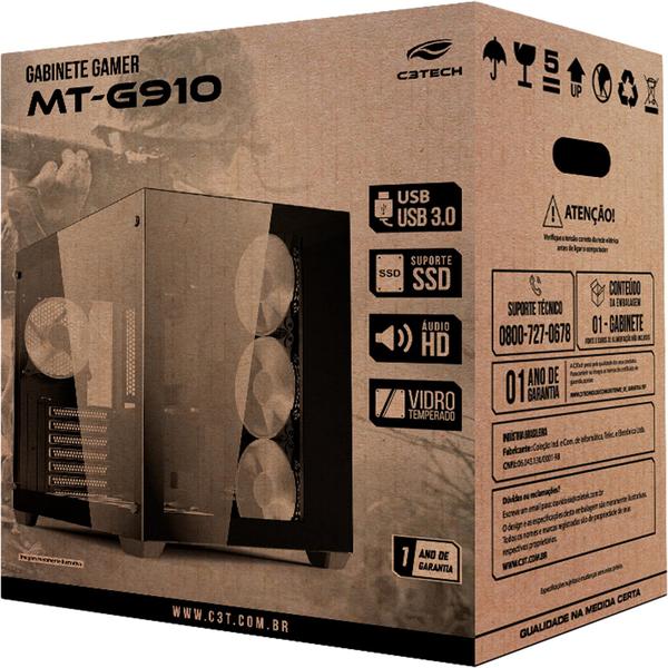 Imagem de Gabinete Gamer C3Tech Aquarius MT-G910 Sem Fans Branco