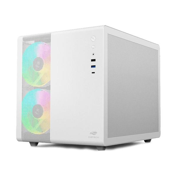 Gabinete Gamer C3Tech Gaming Aquarius MT-G710WH, Mini Tower, Micro ATX, Lateral em Vidro Temperado, Branco - MT-G710WH Imagem de Gabinete Gamer C3Tech Gaming Aquarius MT-G710WH, Mini Tower, Micro ATX, Lateral em Vidro Temperado, Branco - MT-G710WH