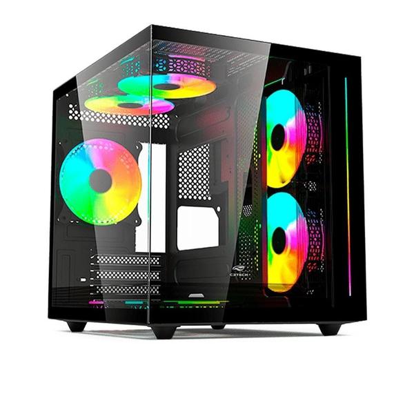 Gabinete Gamer C3Tech Gaming Aquarius MT-G810BK, Mini Tower, Micro ATX, Lateral em Vidro T... Gabinete Gamer C3Tech Gaming Aquarius MT-G810BK, Mini Tower, Micro ATX, Lateral em Vidro T...