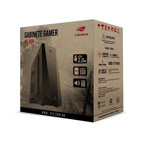 Imagem de Gabinete Gamer C3Tech MT-G80BK sem Fonte