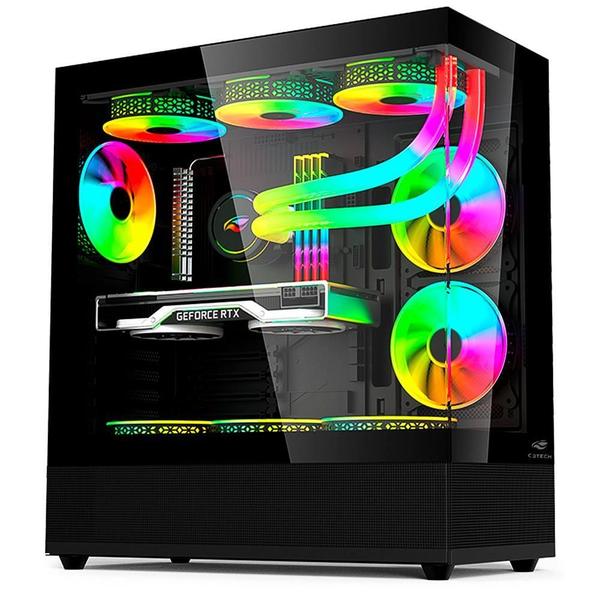 Imagem de Gabinete Gamer C3Tech Mt-G850Bk, Lateral/Frontal Vidro