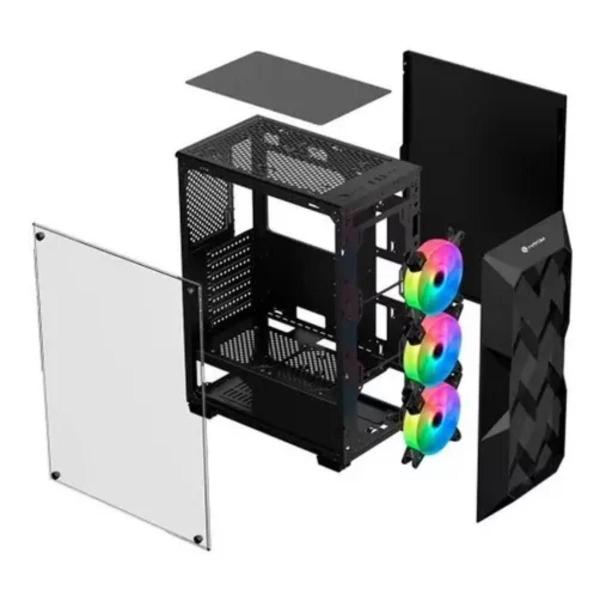 Imagem de Gabinete Gamer Com 3 Fans Cooler Rgb Lateral Em Vidro Cor Rainbow