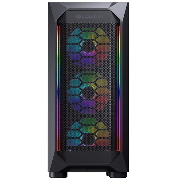 Imagem de Gabinete Gamer Cougar, MX410 Mesh-G RGB, Mid-Tower, Vidro Temperado, Black, Sem Fonte, Com 4 Fans