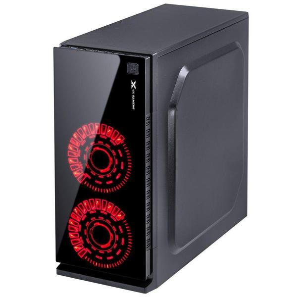 Imagem de Gabinete Gamer CRATER Vinik Preto Lateral Acrílico Transparente 2 Fan LED Vermelho 29834