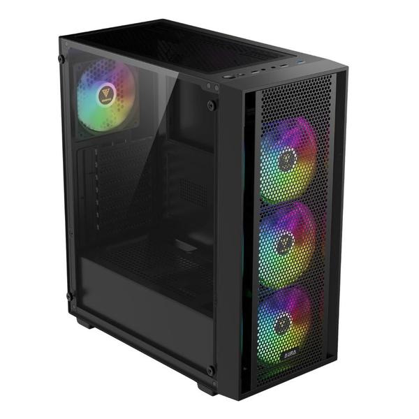 Imagem de Gabinete Gamer Gamdias Aura GC2 Elite ARGB 4 Fans MidTower ATX Preto - AURA GC2 ELITE ARGB