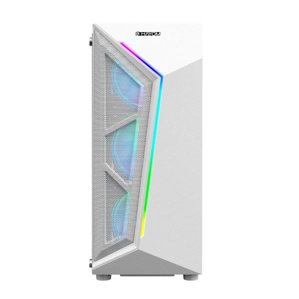 Imagem de Gabinete Gamer Hayom 4 Fans S/Fonte Mid Tower ATX Vidro Temperado Branco - GB1733