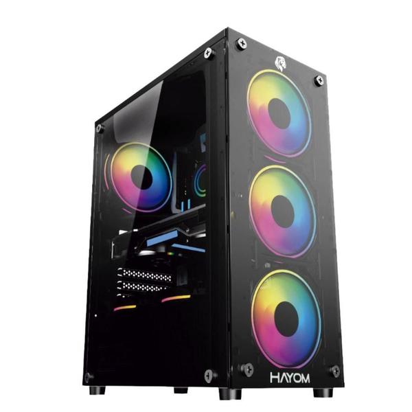 Imagem de Gabinete Gamer Hayom USB 3.0 Lateral de Vidro Temperado 4 Fans RGB GB1749