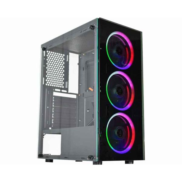 Gabinete Gamer K-mex Al10 Painel Vidro C 3fan 120x120mm Imagem de Gabinete Gamer K-mex Al10 Painel Vidro C 3fan 120x120mm