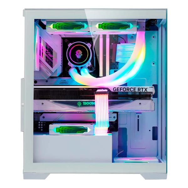 Imagem de Gabinete gamer k-mex aquario poseidon cg-w1g4 branco atx lateral em vidro sem fan