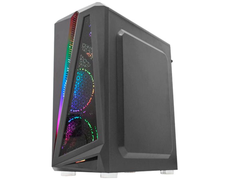 Imagem de Gabinete Gamer K-Mex CG-05QI Black Hawk RGB S/Fan - Preto