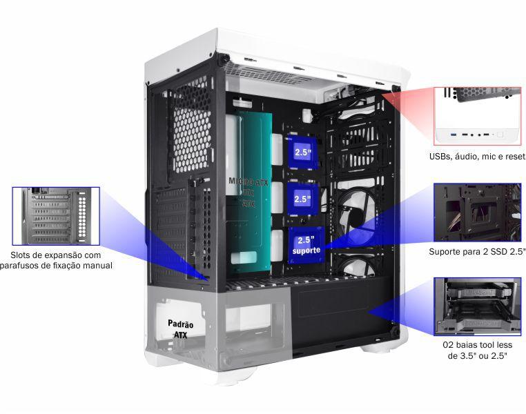 Imagem de Gabinete Gamer K-mex CG-W1B1 Trooper 3 Fans ARGB Rítmicos