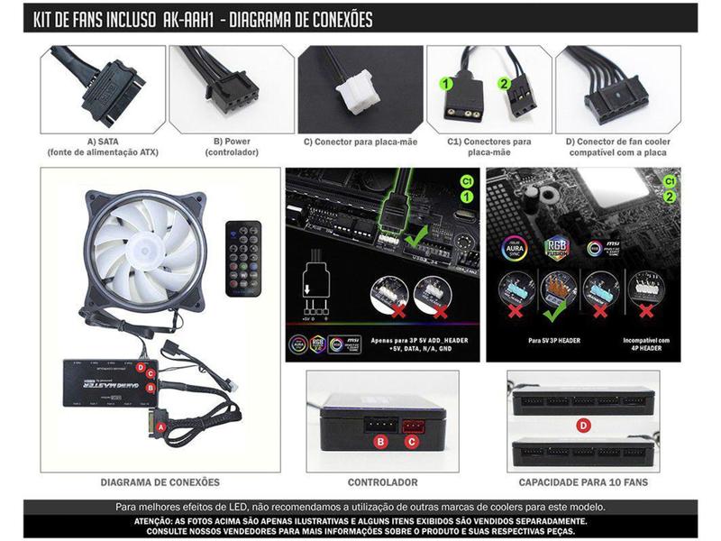 Gabinete Gamer K-Mex Infinity Streamer III CG-A2G8 - RGB ATX 3 FANs Preto Imagem de Gabinete Gamer K-Mex Infinity Streamer III CG-A2G8 - RGB ATX 3 FANs Preto
