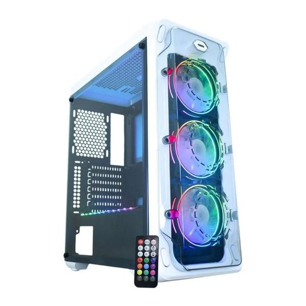 Imagem de Gabinete Gamer K-Mex Trooper - Com Fita Led Rgb - Branco