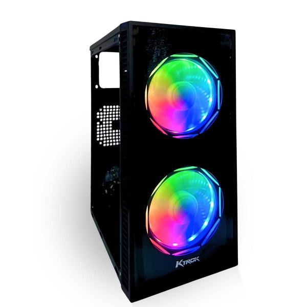 Gabinete Gamer Ktrok 2 Fans Rgb Lateral Acrílico Kt-15 Imagem de Gabinete Gamer Ktrok 2 Fans Rgb Lateral Acrílico Kt-15