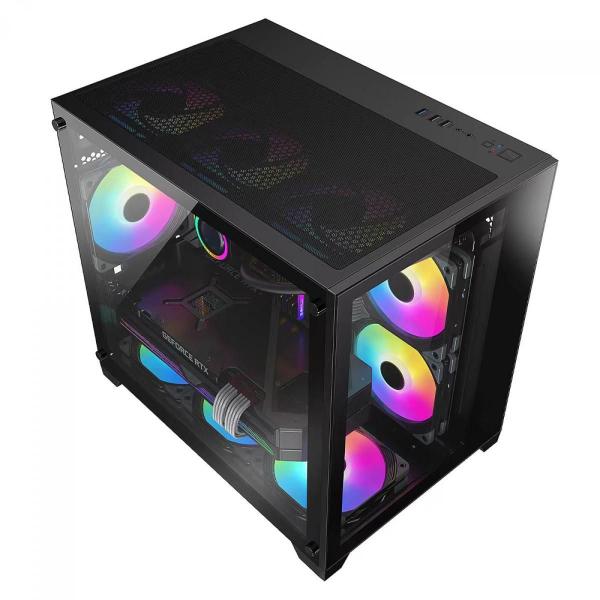 Imagem de Gabinete Gamer Liketec Cube Kirra Dark Rgb Vidro Temperado