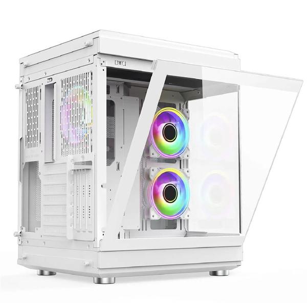 Imagem de Gabinete Gamer Liketec Unreal Snow, Cube Desing, Mid Tower, Vidro Temperado, Sem Fonte, Sem Fans, Branco