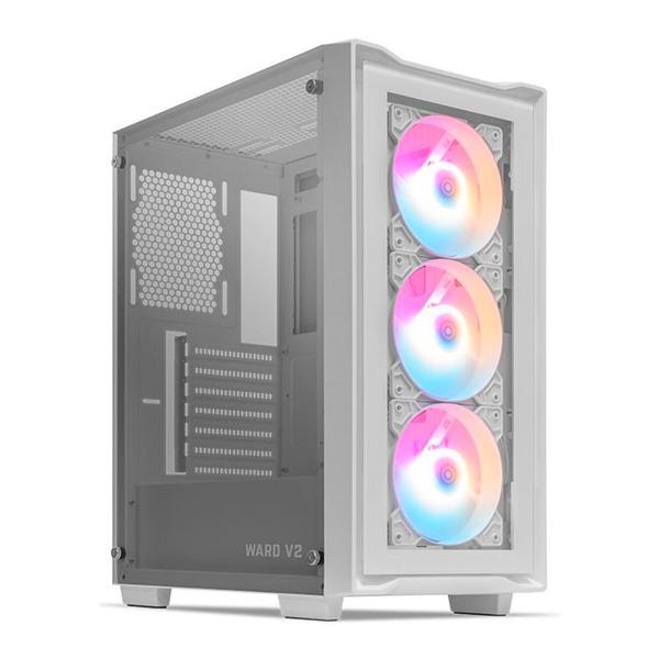 Gabinete Gamer Mancer Ward V2, RGB, Mid-Tower, Lateral De Vidro, Com 3 Fans, Branco, MCR-WRDV2-WH Imagem de Gabinete Gamer Mancer Ward V2, RGB, Mid-Tower, Lateral De Vidro, Com 3 Fans, Branco, MCR-WRDV2-WH