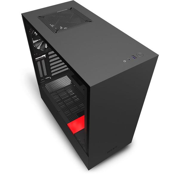 Imagem de Gabinete Gamer Mid Tower com Lateral de Vidro NZXT H510i H510IBR Matte Black-Red