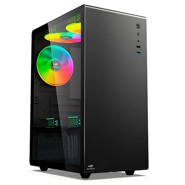 Imagem de Gabinete Gamer MT-G200BK Com 3 Coolers, Lateral Em Vidro Temperado, USB Frontal 3.0 e Audio Frontal P2 - C3Tech