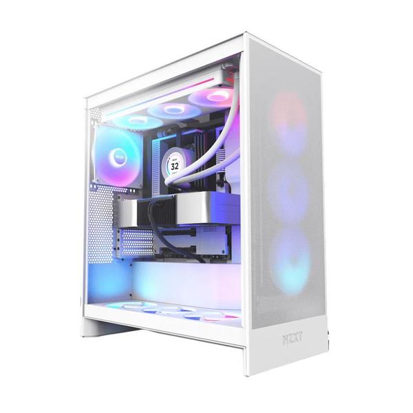 Gabinete Gamer NZXT H7 FLOW RGB Lateral Vidro Temperado E-ATX/ATX/MICRO-ATX/MINI-ITX Branco - CM- Imagem de Gabinete Gamer NZXT H7 FLOW RGB Lateral Vidro Temperado E-ATX/ATX/MICRO-ATX/MINI-ITX Branco - CM-