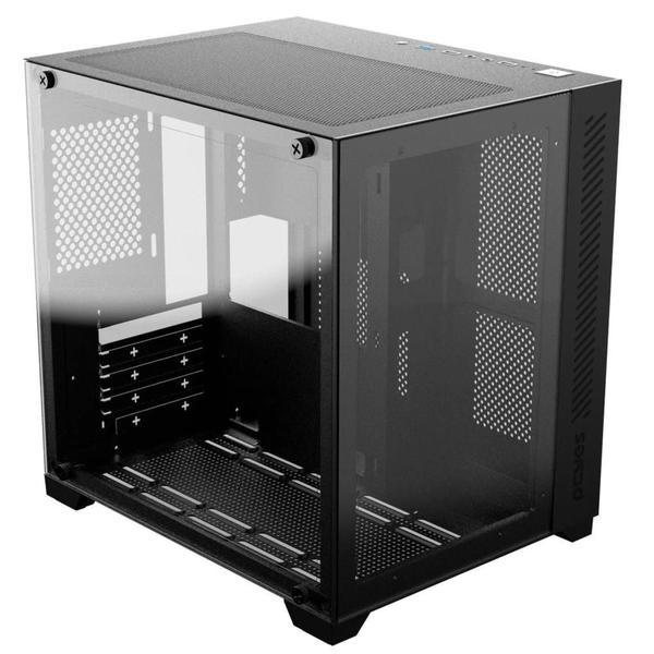 Imagem de Gabinete Gamer Pcyes Forcefield Vulcan Black com Frontal e Lateral em Vidro Temperado, Chassi Robusto de 0,7mm e Suporte para Placas Mini ITX e Micro ATX