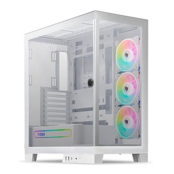 Imagem de Gabinete Gamer Pichau Pouter 4, Full-Tower, RGB, Lateral e Frontal De Vidro, Com 3 Fans, Branco, PG-PO4-WH-3F