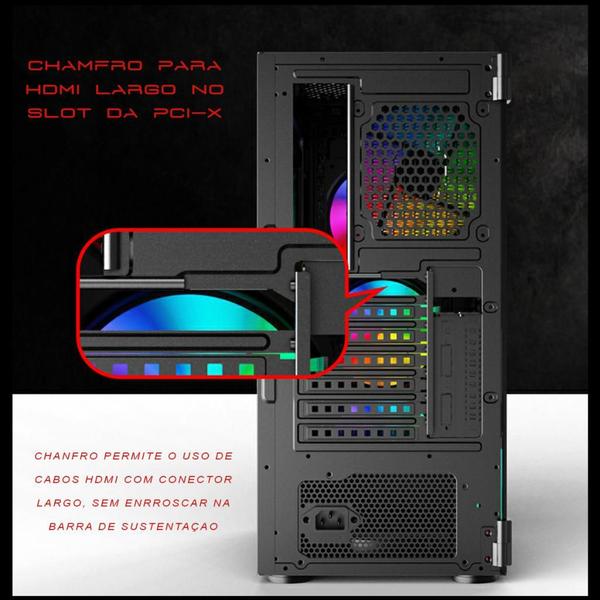 Imagem de Gabinete Gamer Pixxo Cgax3 Preto S/ Fonte