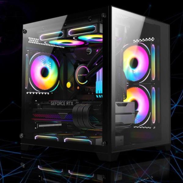 Gabinete Gamer Preto Space Lateral E Frontal Vidro K-Mex Imagem de Gabinete Gamer Preto Space Lateral E Frontal Vidro K-Mex