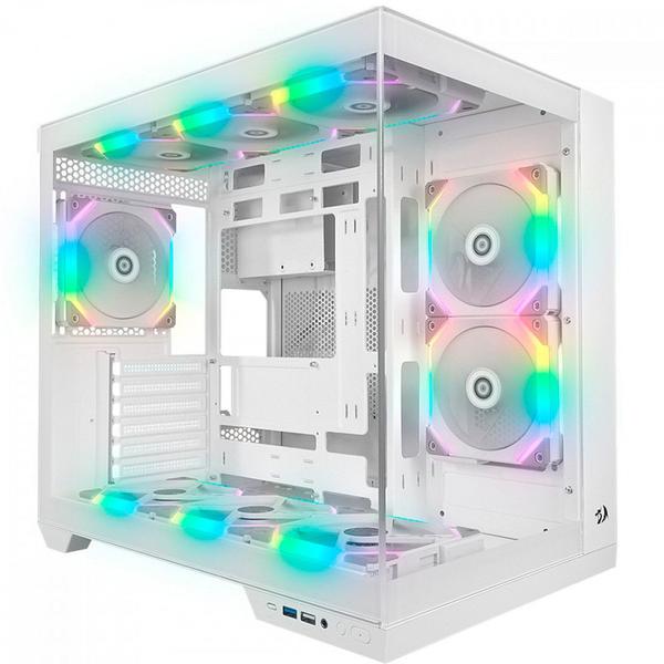 Imagem de Gabinete Gamer Redragon Wideload Pro Branco Vidro Temperado Sem Fan Mid Tower ATX