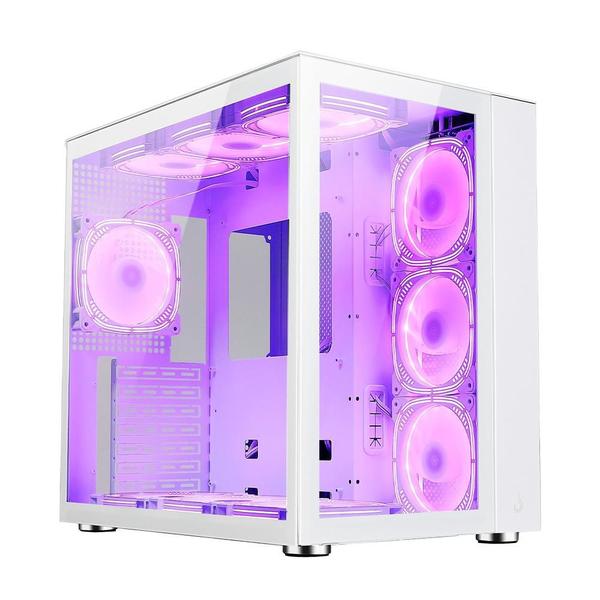 Imagem de Gabinete Gamer Rise Mode Galaxy Glass Standard, Mid Tower, ARGB, ATX, Lateral e Frontal em Vidro, 10x Cooler Fan, Branco - RM-GA-GGSW-ARGB