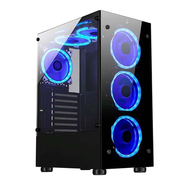 Imagem de Gabinete Gamer Rise Mode Glass 06X MidTower S/Fan S/Fonte Vidro Temperado Preto - RM-CA-06X-FB