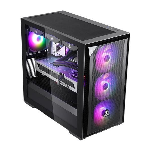 Imagem de Gabinete Gamer Segotep Gank 360 APE, Mid Tower, RGB, ATX, Lateral em vidro, preto - SEG-CASE-GANK360B-WW