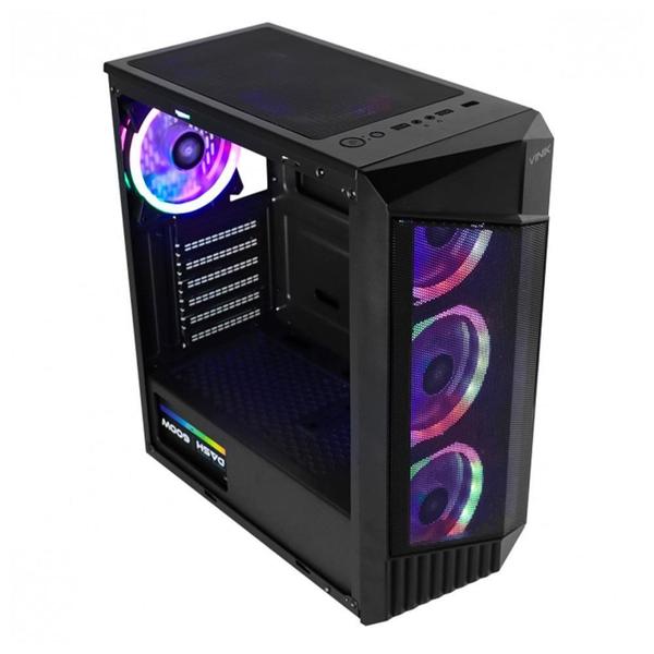 Imagem de Gabinete Gamer Vinik Flux, Mid Tower, ATX, Lateral em Vidro, Preto - GGFVTBK