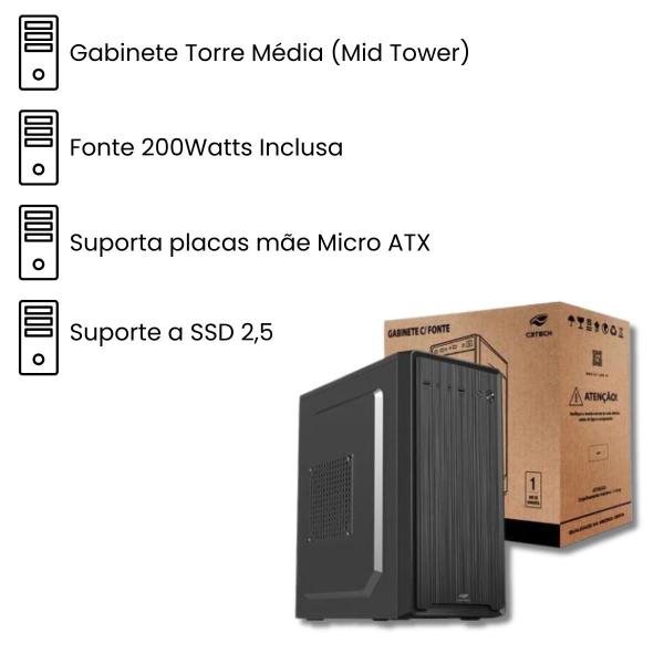 Imagem de Gabinete Micro Atx Com Fonte 200w C3tech Mt-33bk Cor Preto